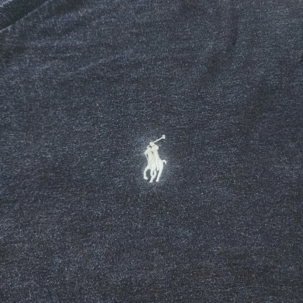 Polo Ralph Lauren Mens XL V-Neck T-Shirt Navy Blue Heather Pony Logo Cotton